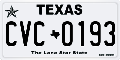 TX license plate CVC0193