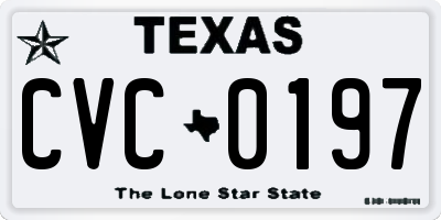 TX license plate CVC0197
