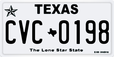 TX license plate CVC0198