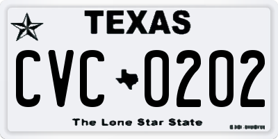 TX license plate CVC0202