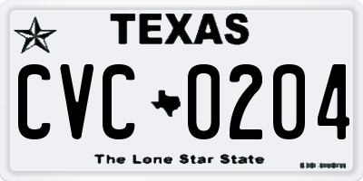 TX license plate CVC0204