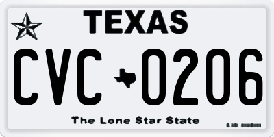 TX license plate CVC0206