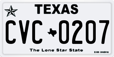 TX license plate CVC0207