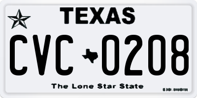 TX license plate CVC0208