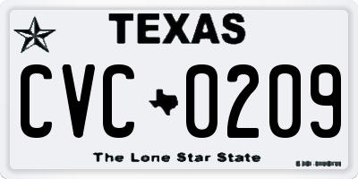 TX license plate CVC0209