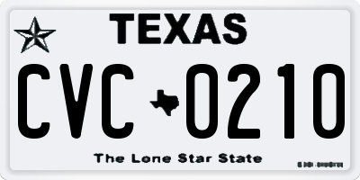 TX license plate CVC0210
