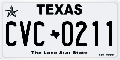 TX license plate CVC0211
