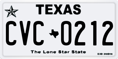 TX license plate CVC0212