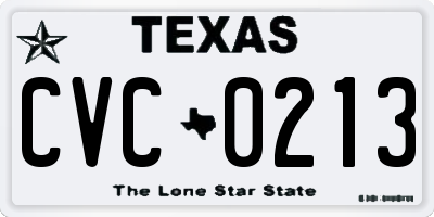 TX license plate CVC0213