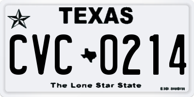 TX license plate CVC0214
