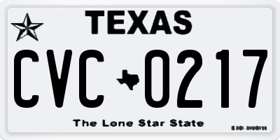 TX license plate CVC0217