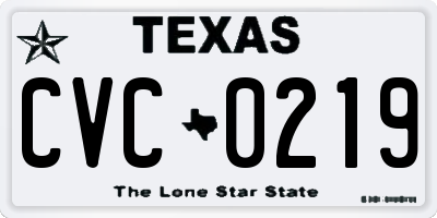 TX license plate CVC0219
