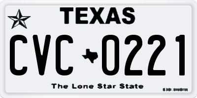 TX license plate CVC0221