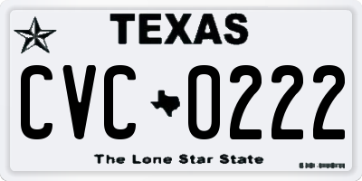 TX license plate CVC0222