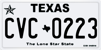 TX license plate CVC0223