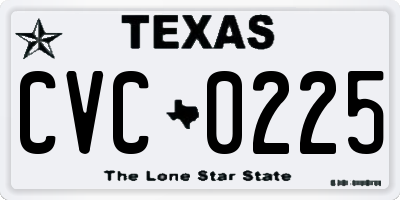 TX license plate CVC0225