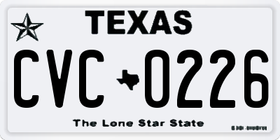 TX license plate CVC0226