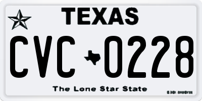 TX license plate CVC0228