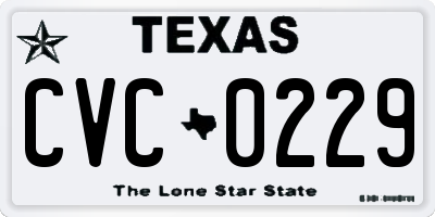 TX license plate CVC0229