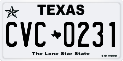 TX license plate CVC0231