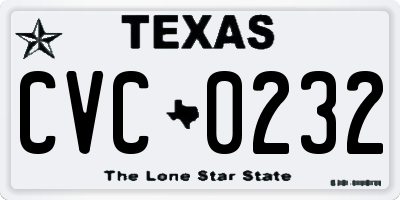 TX license plate CVC0232