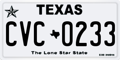 TX license plate CVC0233