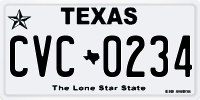 TX license plate CVC0234