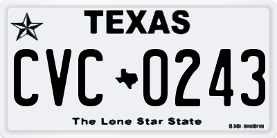 TX license plate CVC0243