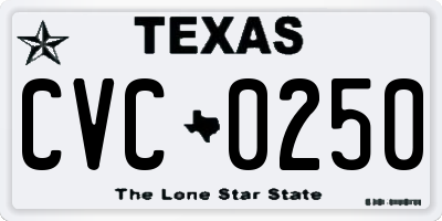TX license plate CVC0250