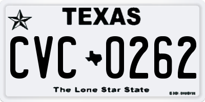 TX license plate CVC0262