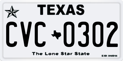 TX license plate CVC0302