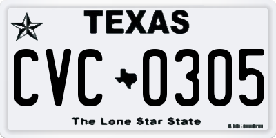 TX license plate CVC0305