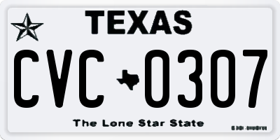 TX license plate CVC0307