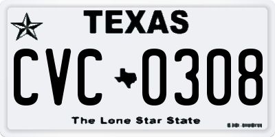 TX license plate CVC0308