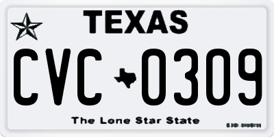 TX license plate CVC0309