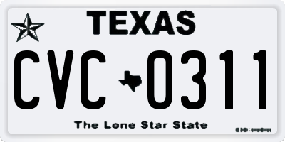 TX license plate CVC0311