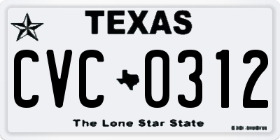 TX license plate CVC0312