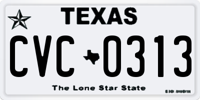 TX license plate CVC0313