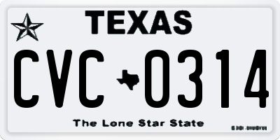TX license plate CVC0314
