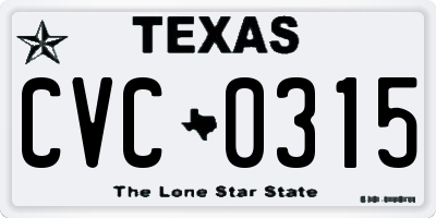 TX license plate CVC0315