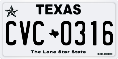 TX license plate CVC0316