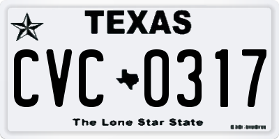TX license plate CVC0317