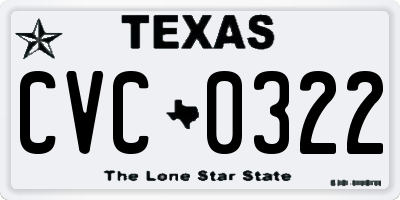 TX license plate CVC0322