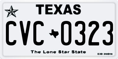 TX license plate CVC0323