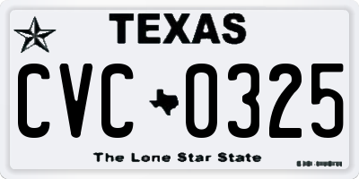 TX license plate CVC0325