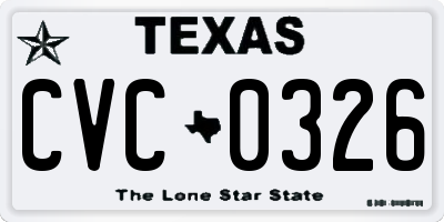 TX license plate CVC0326