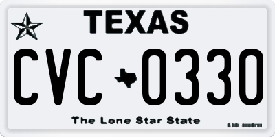 TX license plate CVC0330