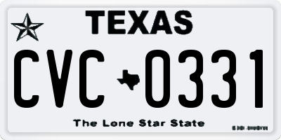 TX license plate CVC0331
