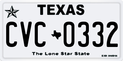TX license plate CVC0332