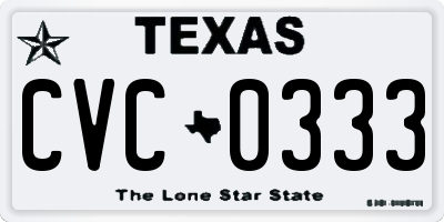 TX license plate CVC0333